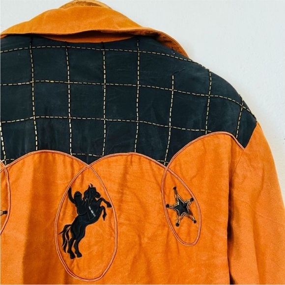 Vintage 1993 Sienna Orange Silk Beaded Button Front Bomber Jacket - Picture 6 of 11